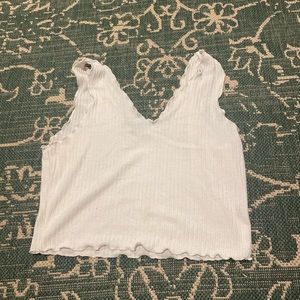 Shein cropped white tank lettuce trim